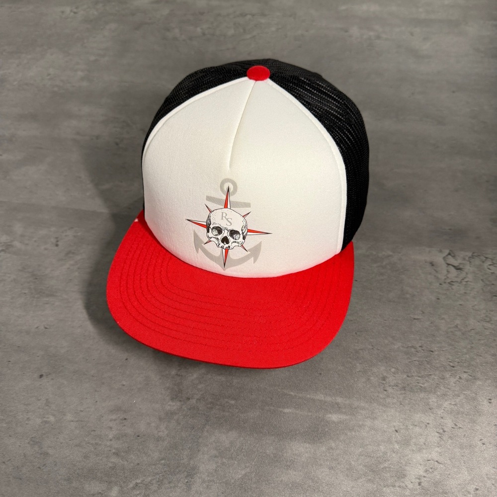 Pirate‎ Sailor Snapback Trucker Hat Mens White Black Red Skull Anchor Cap